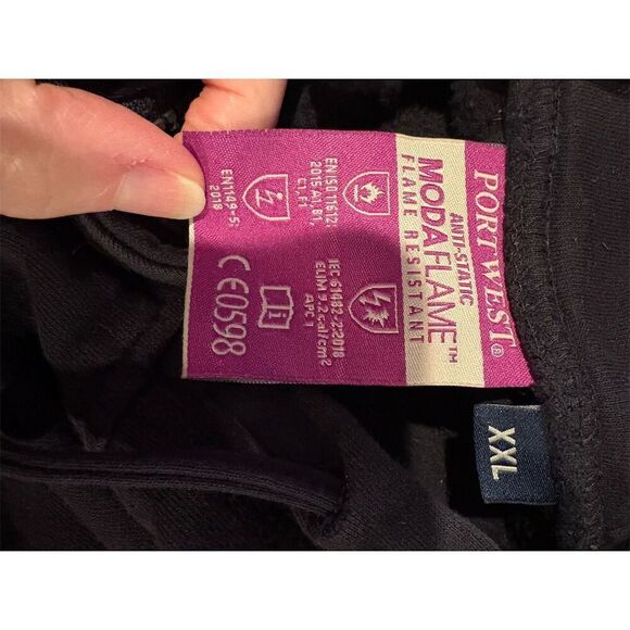 Portwest Men's XXL Utility, Flame Resistant Zip-Up Hoodie Navy Blue Workwear - Picture 5 of 6